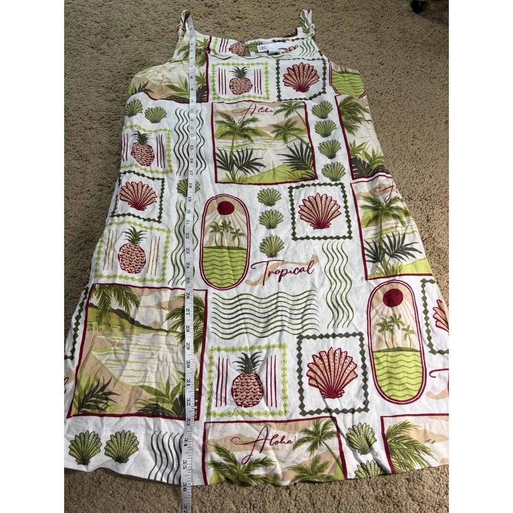 C&C California Dress Women Medium Midi Linen Tropical Pockets Resortwear - Picture 8 of 8